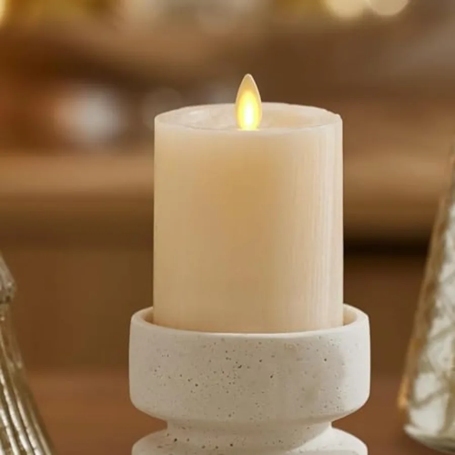 

Светодиодная свеча без пламени с эффектом движущегося пламени, работающая от батареек, из настоящего воска, с таймером, для домашнего декора, без запаха.