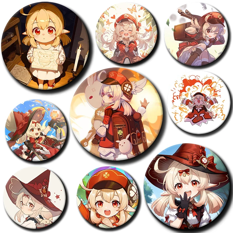 New Cartoon Character Klee Soft Button Pin Tinplate Badge Anime Klee Brooch Creative Badge for Backpack Clothes Decoration Gift