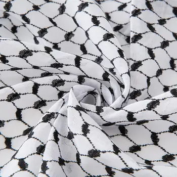 傳統阿拉法特庫菲耶巴勒斯坦黑白阿拉伯卡菲亞頭巾中東圍巾披肩提花頭巾 6 最佳銷售 巴勒斯坦頭巾(阿拉伯頭巾) - №1