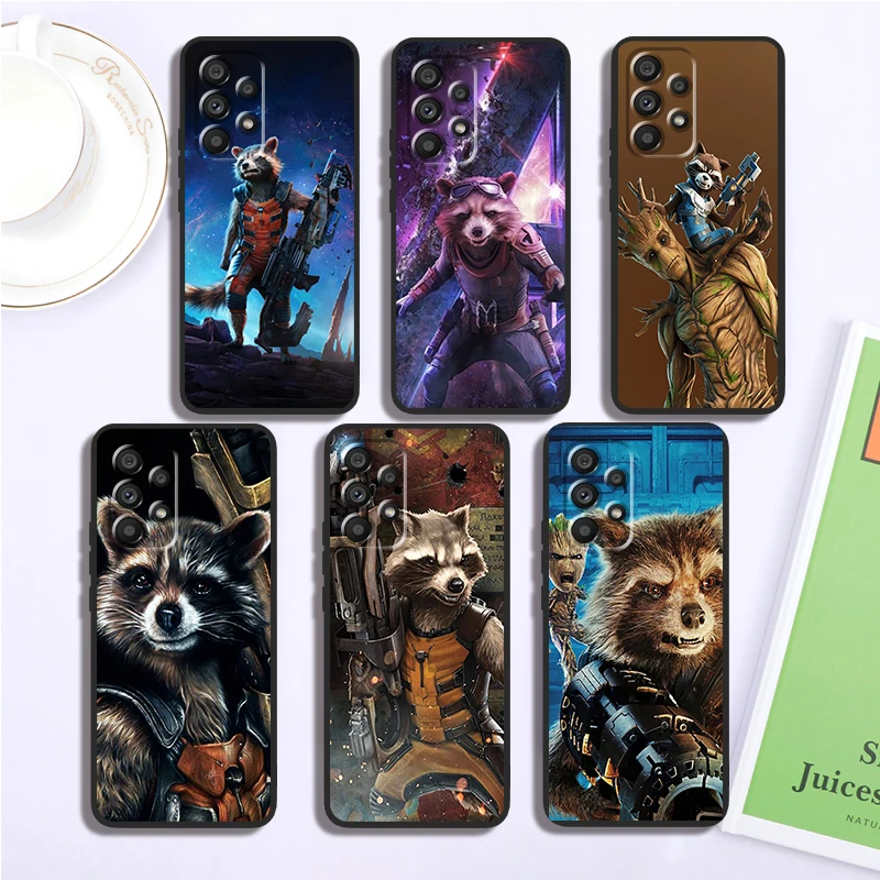 Marvel Rocket Raccoon Hero For Samsung Note 20 10 Ultra Plus A31 A14 A12 A70 A34 A25 A04 A05 A15 A24 5G Black TPU Phone Case