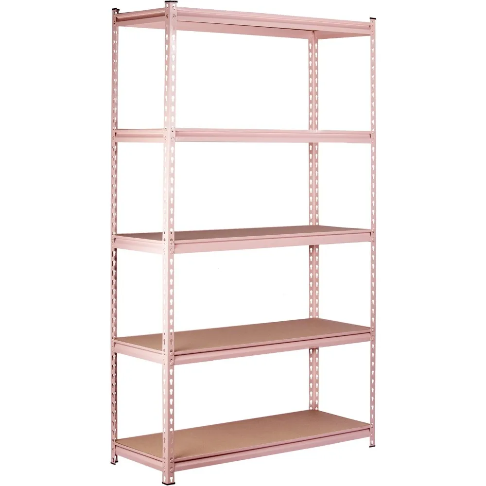 

5-Tier Pink Steel Storage Rack Boltless Shelving Tier Height Adjustable 42" W x 16" D x 72" H