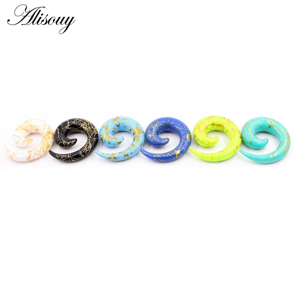 Alisouy 2PC Acrylic Spiral Ear Plug Stretching Tapers Body Jewelry Acrylic Ear Tapers Ear Expander Tunnel Gauges 1.6mm-20mm