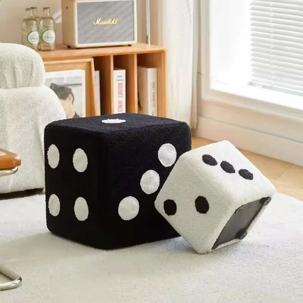 Dice Stool Lamb Velvet Household Cubic Shoe Stool Living Room Sofa Footstool Home Decoration Creative Plush Dice Leisure Stools