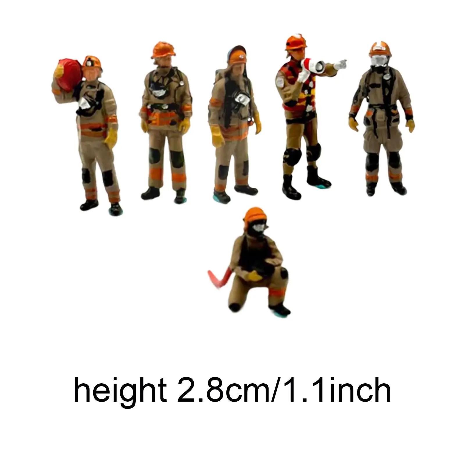 Hand Painted 1 64 Firefighter Figure Resin Statue for Sand Table Diorama Prop Miniature Scene Layout Small Toy Men Collectible