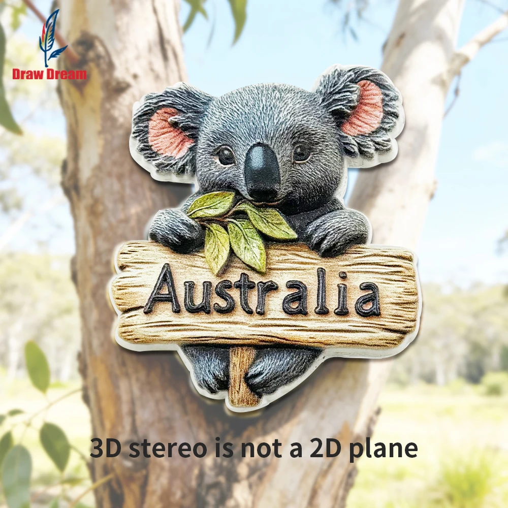 1 Peça Ímã de Geladeira 3D Criativo de Coala Australiano, Coleção de Lembranças de Viagem Mundiais, Adequado para Decoração de Casa e Escritório, Ímã de Geladeira Magnético Personalizado e Exclusivo de Lembrança de Via