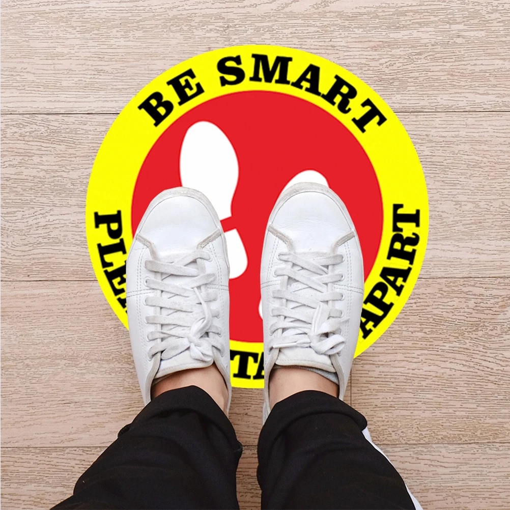 

5 Sheets Epidemic Prevention PVC Social Distancing Wall Decals for School Mall Public Places Toilet Support Applique Keeping