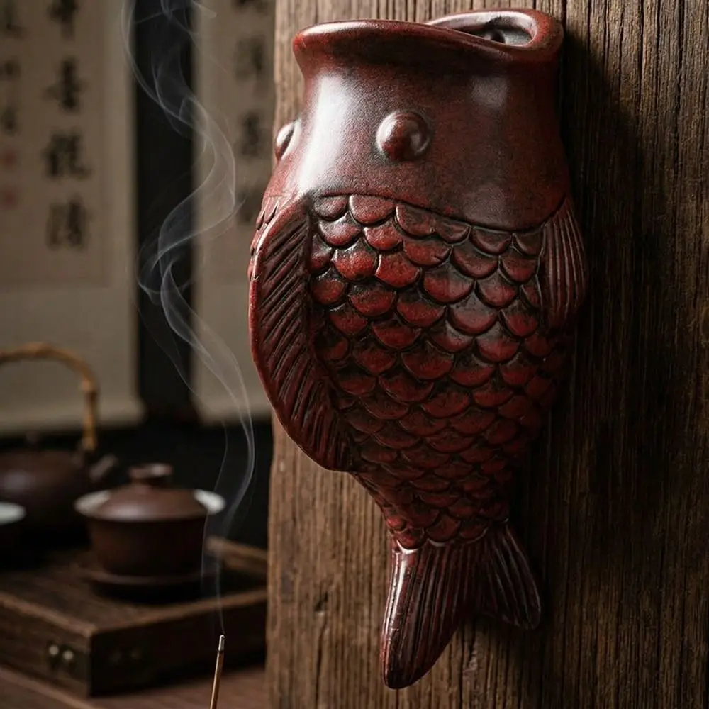 Wall Hanging Fish Flowerpot Rustic Style No-Drill Wall Mounted Planter Planter Pot Vintage Decorative Floral Ware Home Courtyard