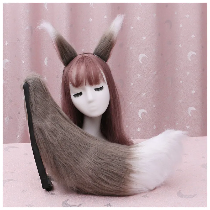 Neues Damen-Stirnband mit Kamel-, Schwarzen-, Tier-, Fuchs- und Plüschohren, Plüschschwanz, Cosplay, Lolita, Niedliche Tropfen-Haarspange, Schwanz-Requisiten, Accessoires – Detail 3