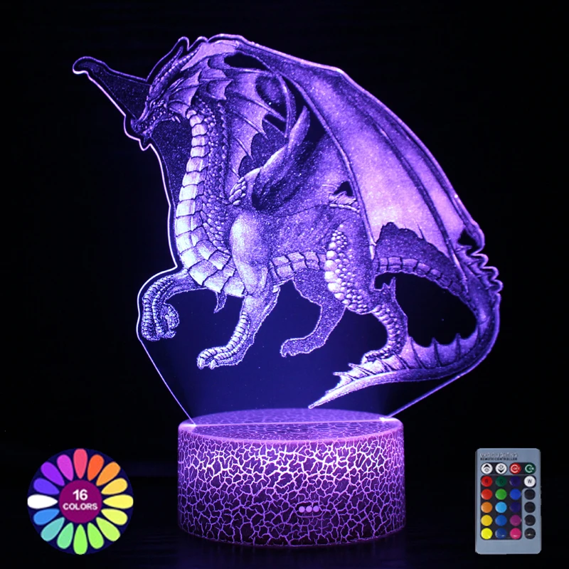 

Dragon Night Light for Kids 3D Illusion Led Night Lamp Touch Sensor USB Battery Powered Changing Colors Home Room Decor Gifts