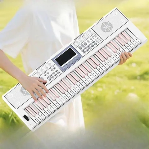 61 Keys Electronic Piano Beginner Smart Lighting Pianos Multifunctional Slider Wheel Electric Keyboard Adult Practice Piano