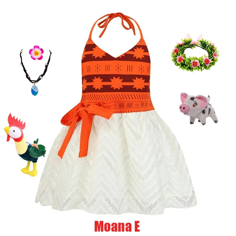 ديزني فيلم موانا ماوي الوشم زي الاطفال الفتيات الفتيان فستان الأميرة فيانا تأثيري الأطفال حفلة عيد ميلاد الحيوانات الأليفة خنزير صيد السمك