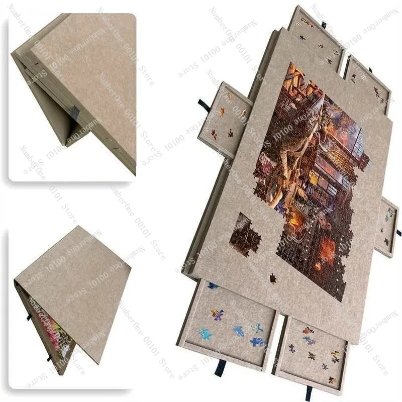 Multi-functional Jigsaw Puzzle Board Large Capacity Storage Desk with Cover 1000 Piece Game Accessory