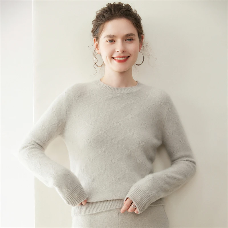 اختيار المرأة 100% سترة الكشمير المعنقة س الرقبة البلوز الماس كتلة نمط Preppy الكشمير تريكو الخريف الشتاء ملابس علوية سميكة