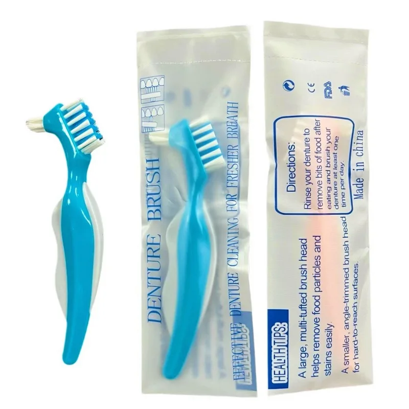 30PCS Multi Layer Bristles Denture Cleaning Brush Non Slip Ergonomic Handle Denture Toothbrush Double Ended Braces Care Tool