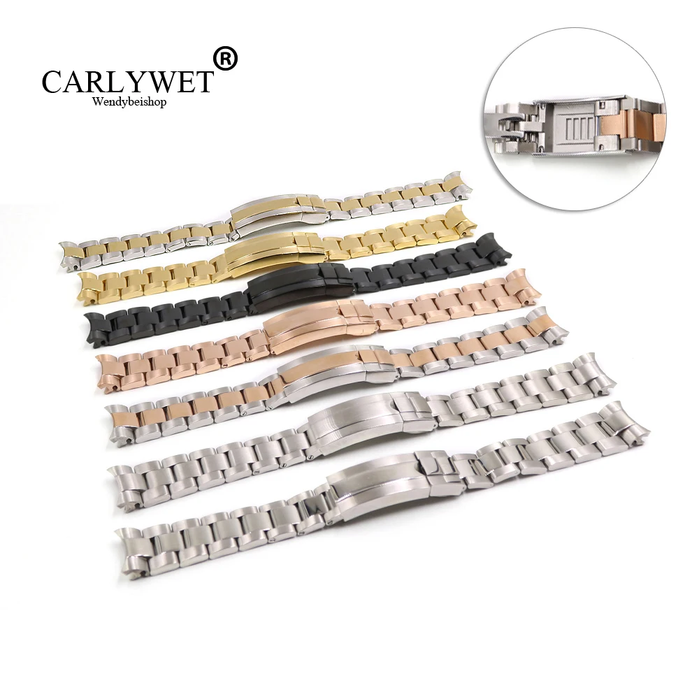 For Rolex Submariner GMT Daytona 20mm Band Oyster Strap Gold Screw Links Steel Bracelet Glide Lock Clasp watch band By CARLYWET