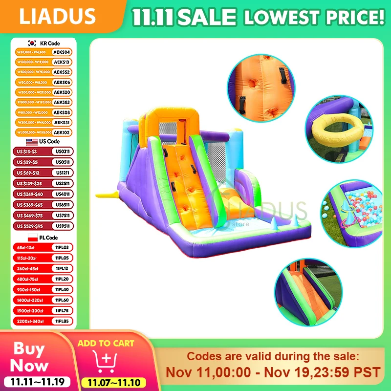 

Inflatable Jumping Castle with Water Slide for Kid Outdoor Air Bounce House Bouncy Castle with Pool for Courtyard Party GamePlay