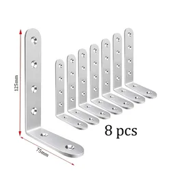 8pcs Brackets Shelves Heavy Duty Stainless Steel L Shaped Bracket Corner Brace Joint Right Angle Bracket Wall Hanging Bracket