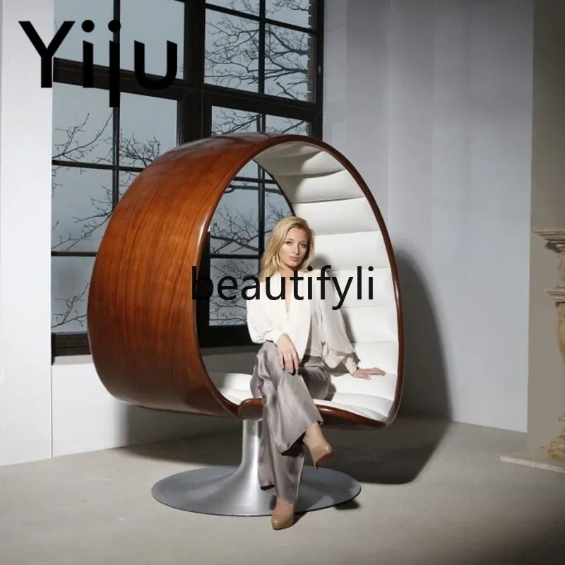 Nordic Creative Art Glass Fiber Reinforced Plastic Round Double Seat Mall Exhibition Hall Reception Leisure Chair