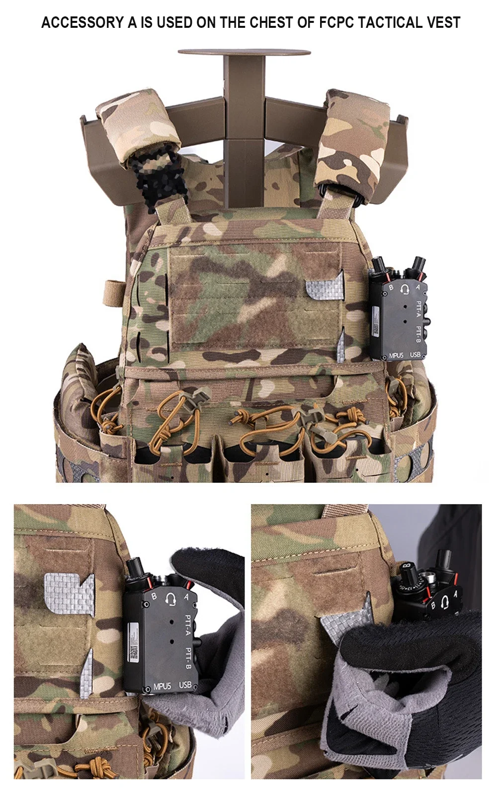 Taktisches PTT-Wing-Kit – PTT-Adapterhalterung für FCPC V5 Style Plattenträger, MOLLE-Weste & Chest Rig Trainingszubehör – Detail 7