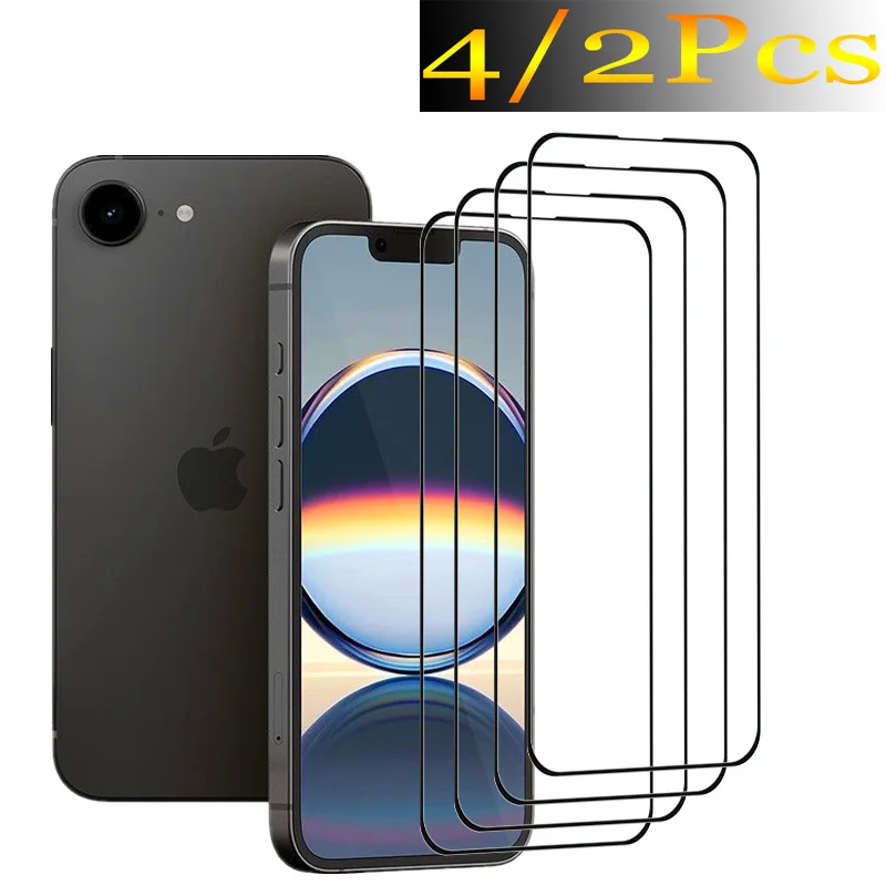 

Upgrade Full Cover Glass For Apple iphong 16e Tempered glass SE 2025 Screen protector Shockproof 9H Front film 4/2Pcs