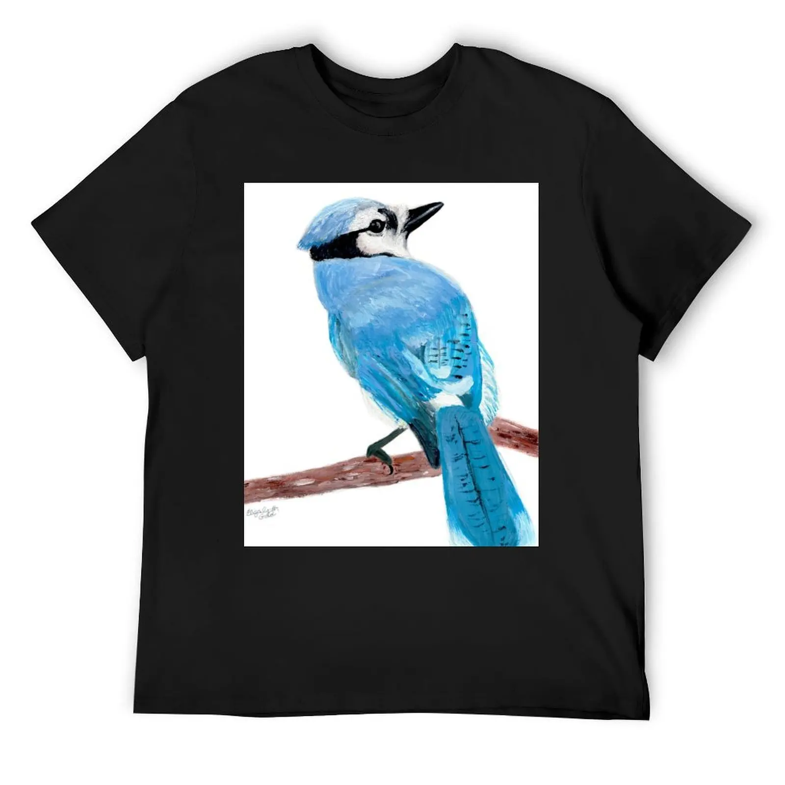 

Blue Jay on Branch T-Shirt designer shirts Louboutins graphic t shirts cotton graphic tees mens graphic t-shirts anime
