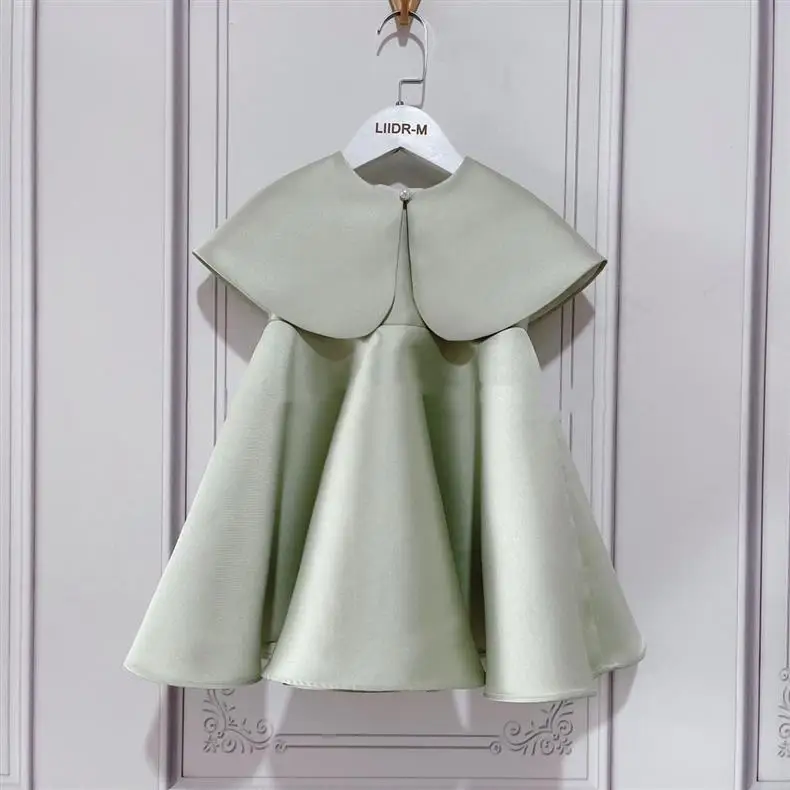 

Шелковое платье принцессы для маленьких девочек без рукавов с накидкой, винтажное однотонное платье для малышей, одежда для дня рождения, вечеринки, От 1 до 14 лет