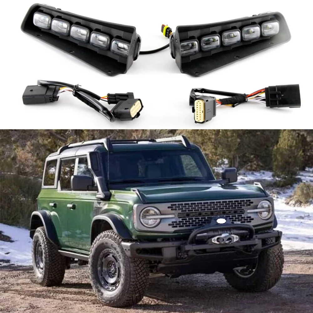 

LED DRL Daytime Running Light Front Bumper Fog Lamp Car Accessories For Ford Bronco 2021 2022 2023 2024