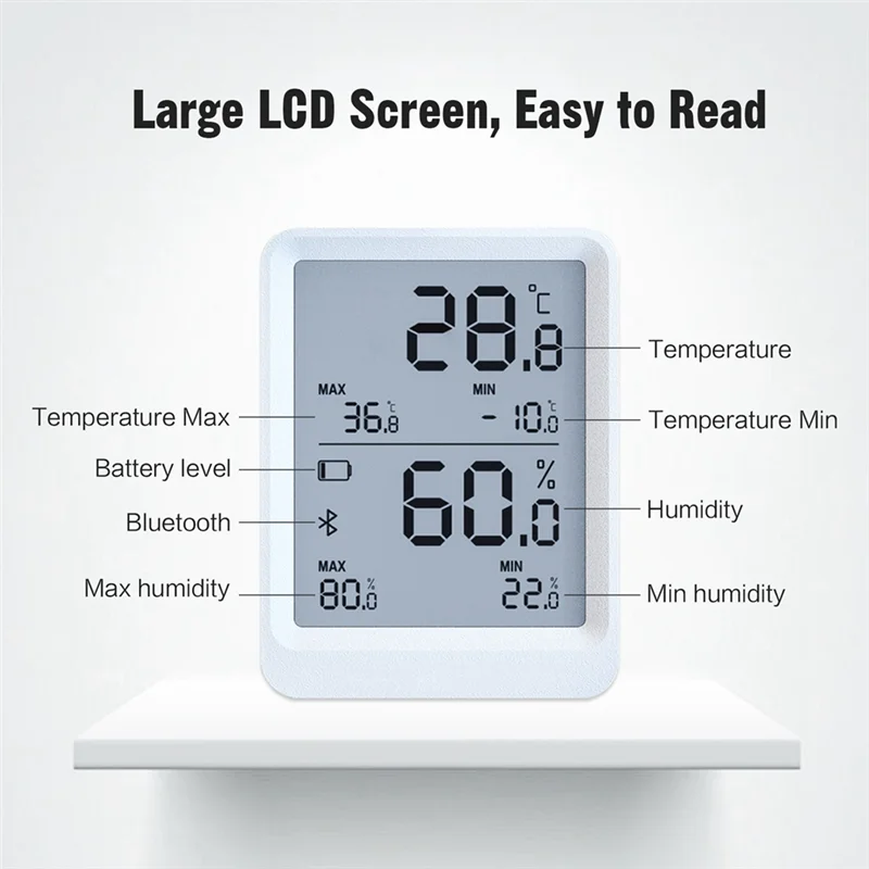 مسجل درجة الحرارة والرطوبة الذكي، جهاز مراقبة درجة الحرارة والرطوبة بتقنية البلوتوث يدعم تقارير البيانات التلقائية لصندوق التفريخ
