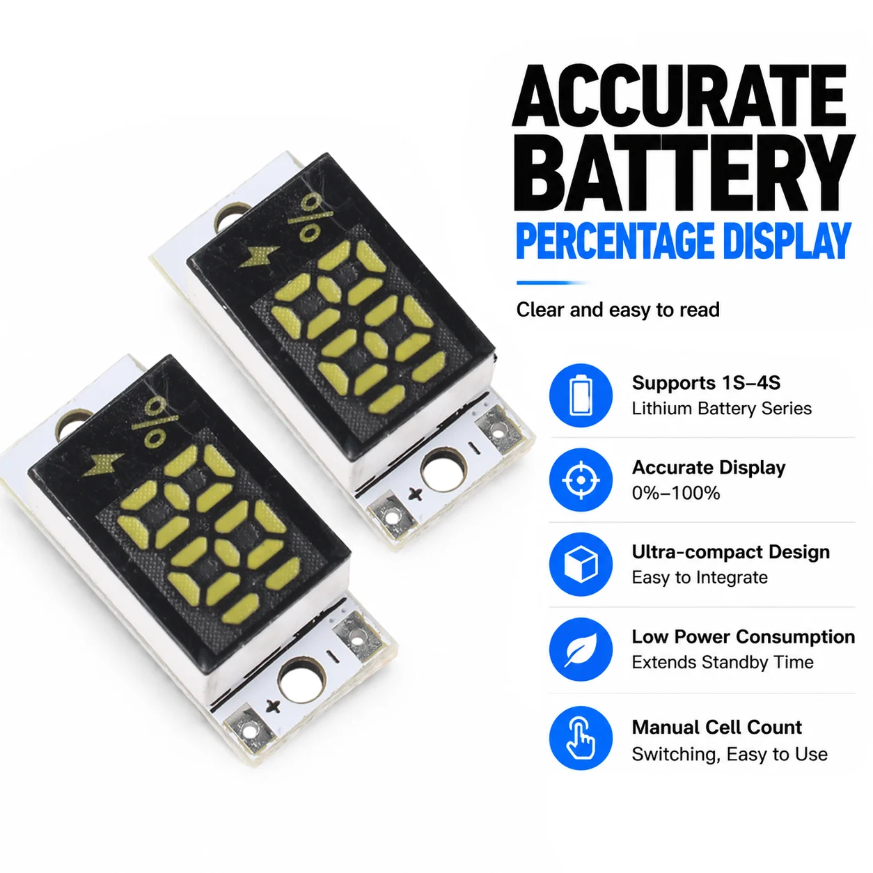 LED Digitales Lithium-Batterie-Leistungsmessgerät Anzeigemodul 1-4S Serienanschluss Batterie-Prozentsatz-Kapazitätsmonitor Anzeigetafel