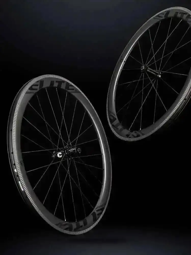 Koła karbonowe ELITEWHEELS 700c do rowerów szosowych, powierzchnia hamowania 3K Twill, opona clincher, system bezdętkowy, piasta Straight Pull 36T, SLR — zdjęcie 2