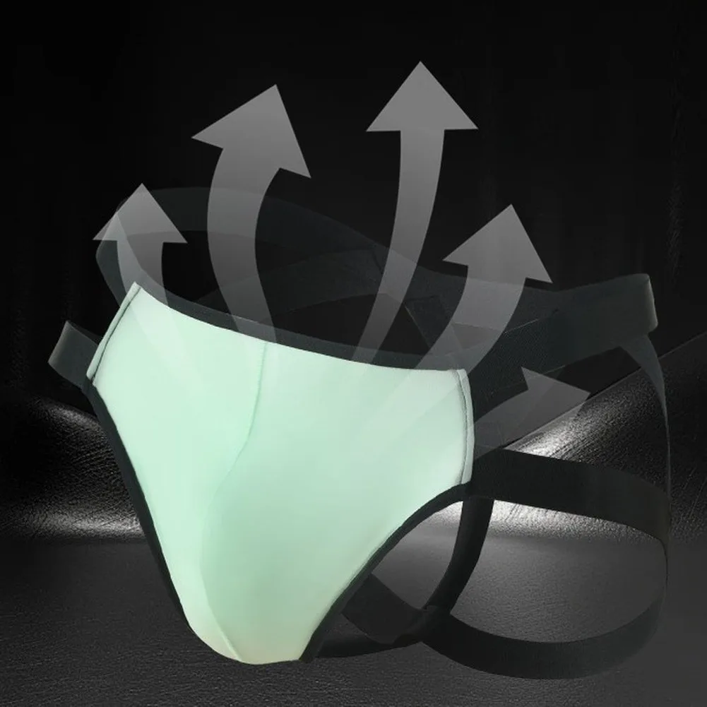 Men's Ice Silk Thong Designed with Bulge Pouch Support Backless Cut T-Back Straps and Hollow-Out Ventilation Features