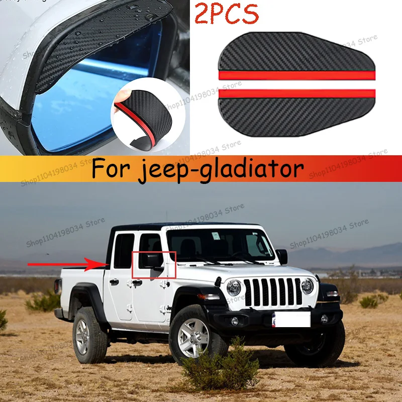 

For jeep-gladiator Car 2PCS Carbon Fiber Sun Visor Shade Cover Car Rearview Mirror Rain Eyebrow Protector Clear Vision