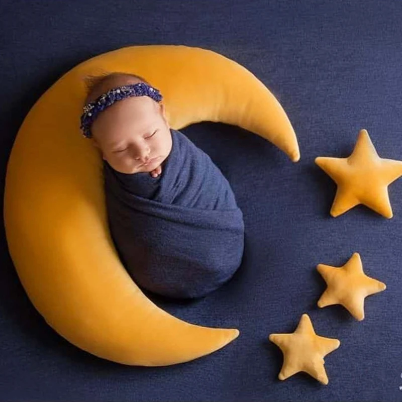 

Baby Hat Posing Moon Pillow Stars Set Newborn Photography Props Infants Photo Props Accessories