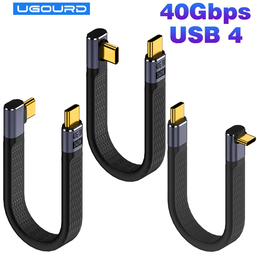 Kabel USB 4 90 stopni Thunderbolt3 Kolanko USB C 40 Gb/s Kabel Thunderbolt 4 kątowy typu C do laptopa SSD Macbook Złącze kolankowe
