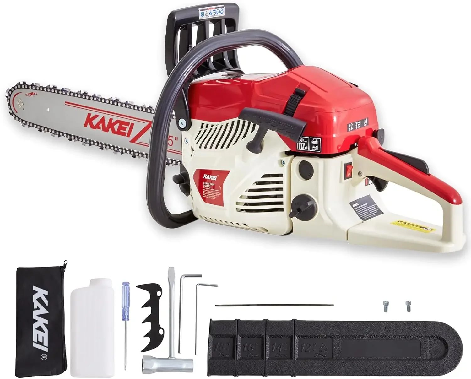 

62CC 18-Inch Gas Chainsaw, 3.8HP 2-Stroke Engine, Easy Start, Germany-Steel Chain & Precision Bar, Gas Powered Chainsaw for Tree