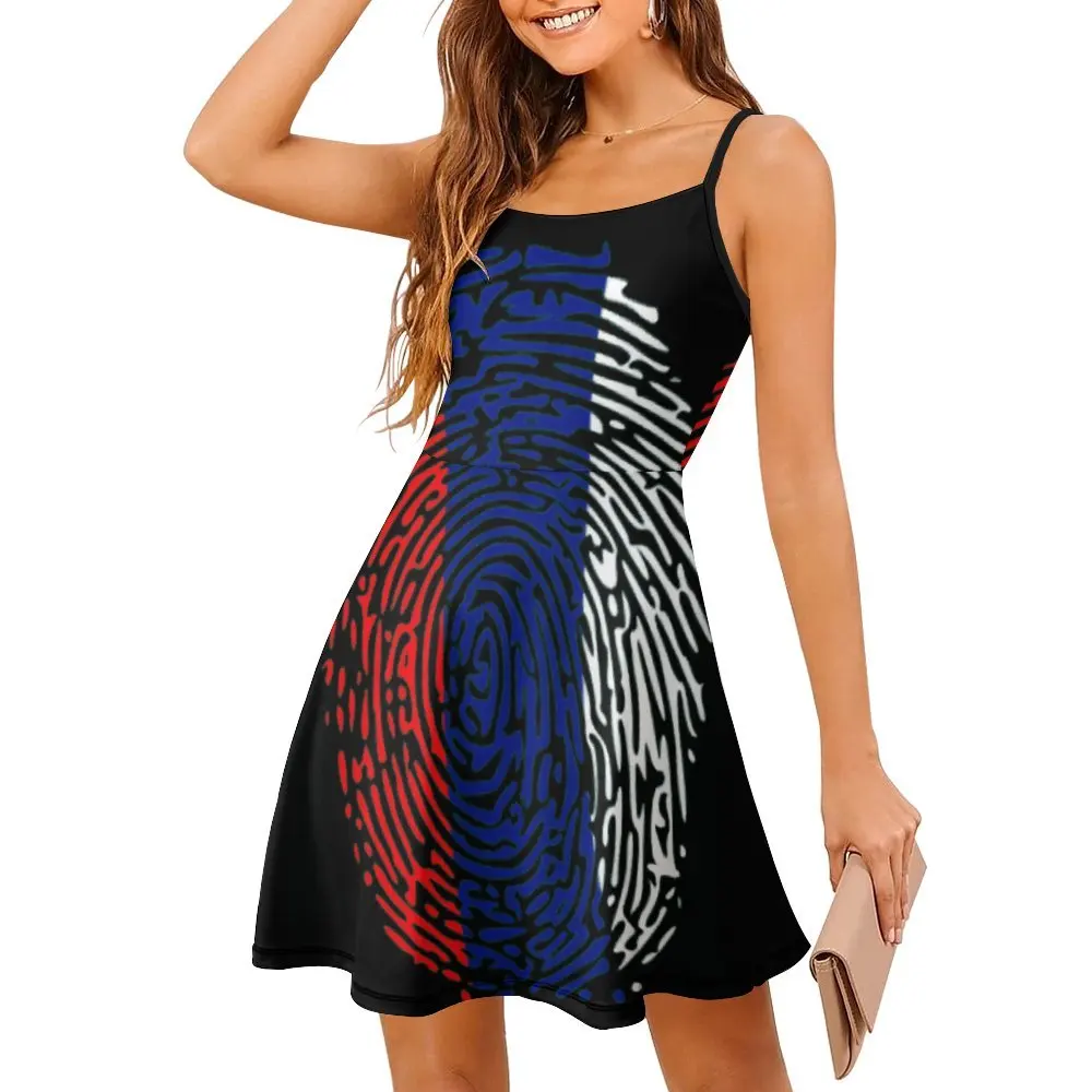 Sexy  Woman's Dress The Dress Fingerprint Russia Flag Women's Sling Dress Classic  Parties Sarcastic