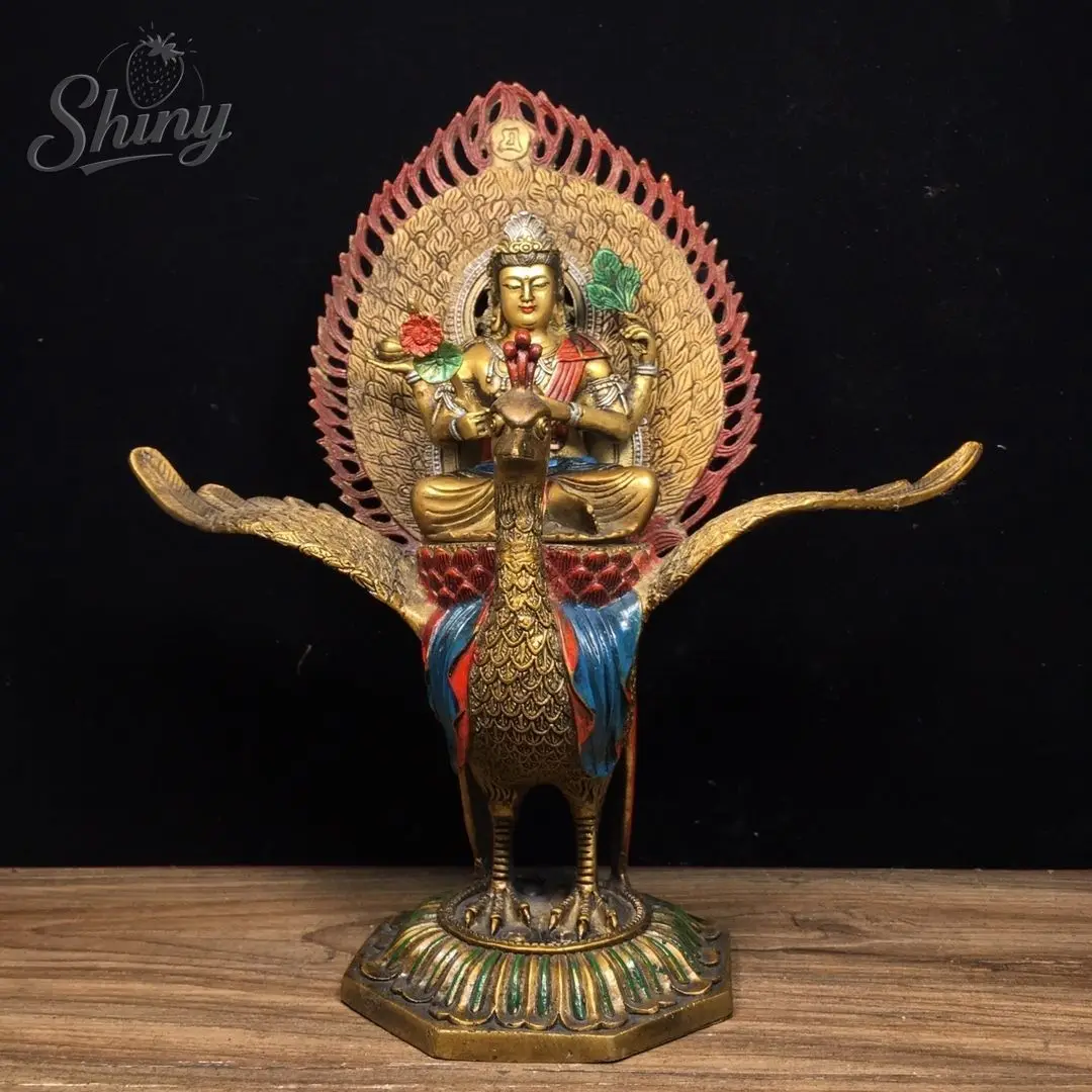 

Окрашенная из чистой меди павлин, король мудрости, буддийская поставка буддизма, семейный благословий храм, монах, поклонение, декоративная витрина