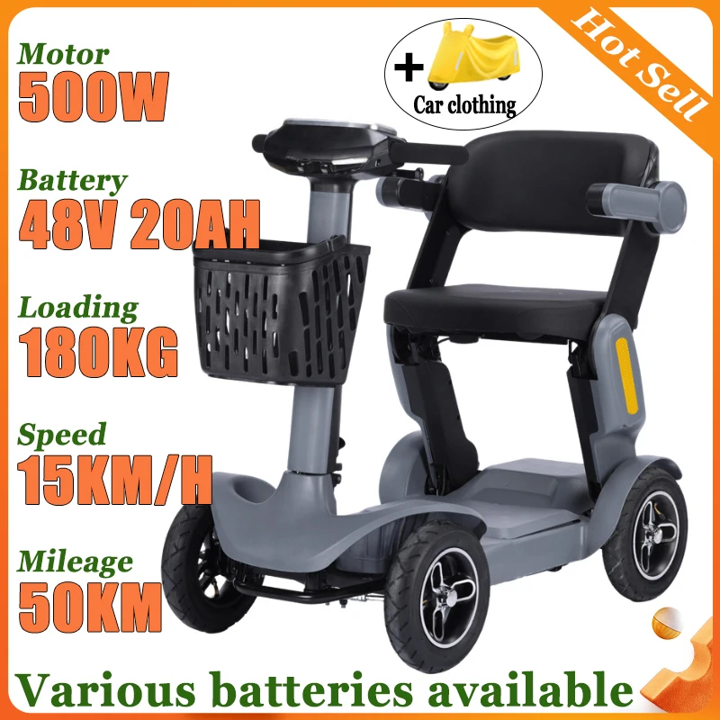 Small Elderly Mobility Scooter Adult 4-wheel Electric Vehicle Fold Electric Scooter Disabled Commuting No Installation Required