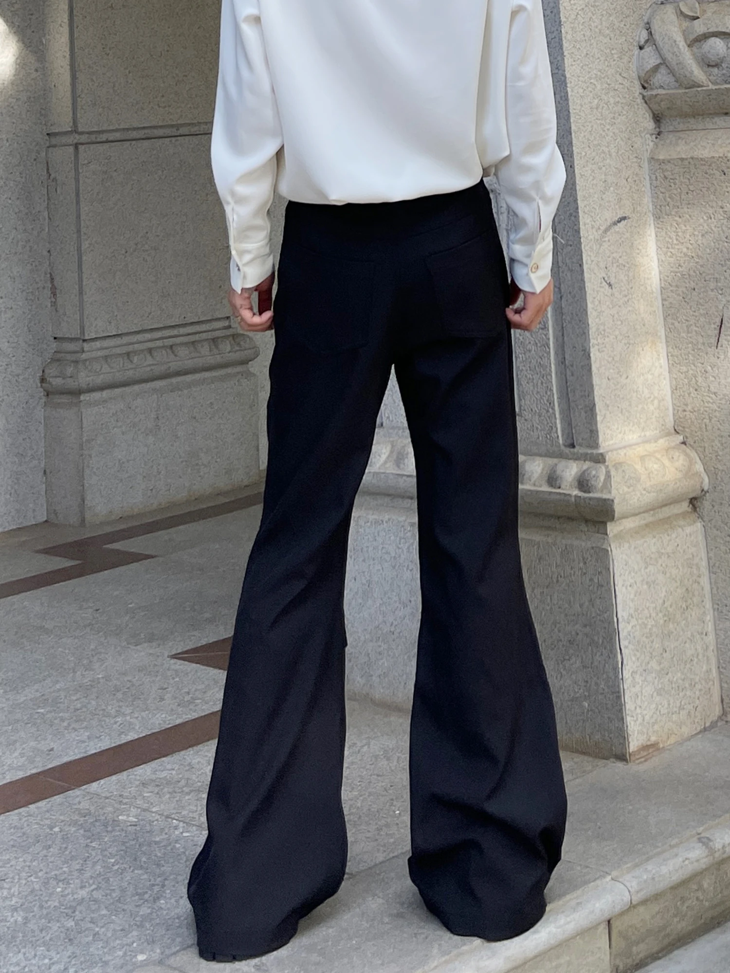 Korean Version of Fashion Trend Black Horn Trousers Handsome Men Zipper Pocket Design High Street Loose Casual Trousers