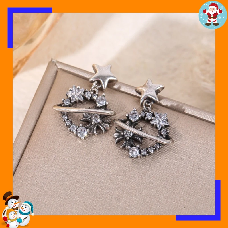 Dream Planet! New Sparkling Diamond Star Earrings Niche Design Sense Premium Stud Earrings Femininity Versatile Earrings