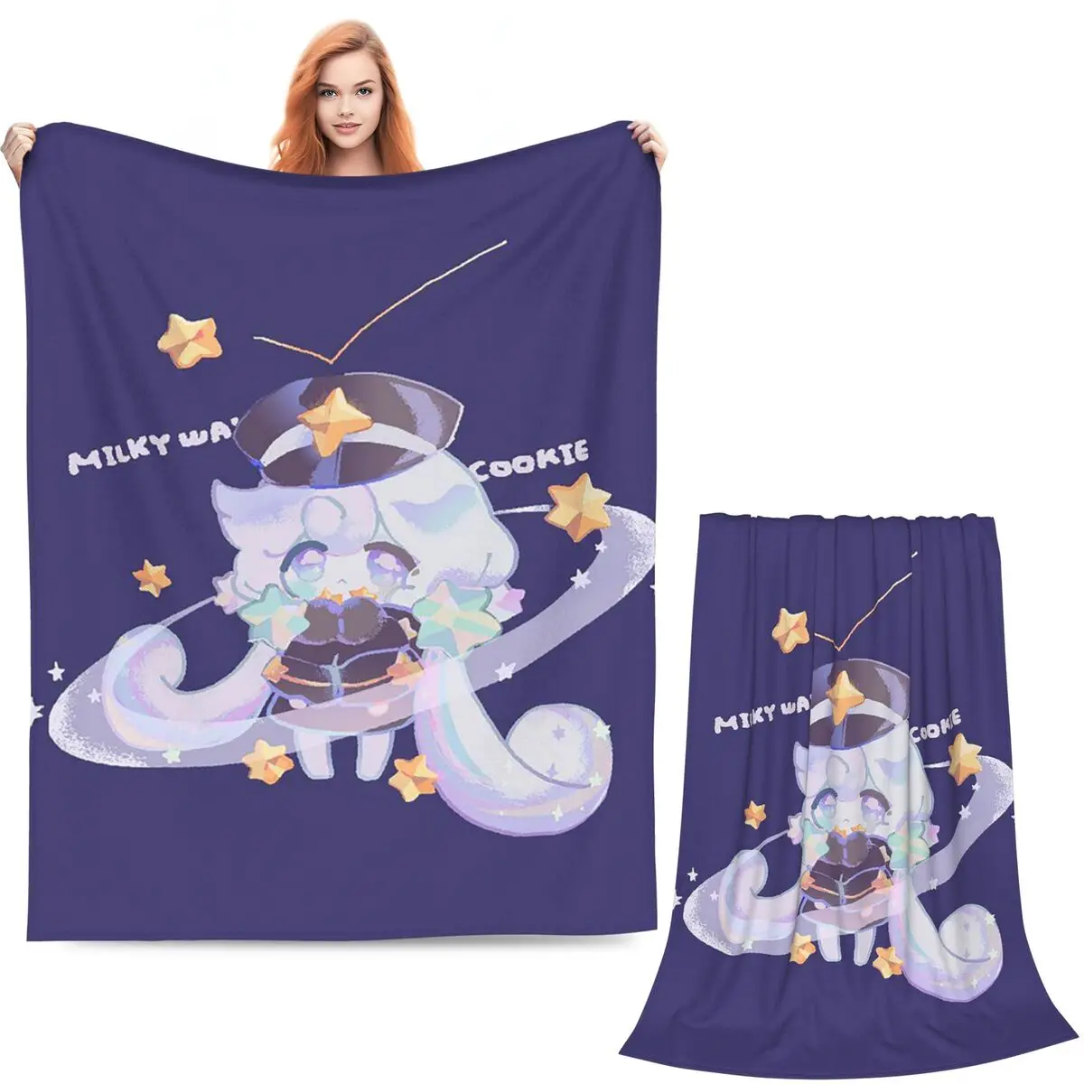 Milky Way Cookie Run Kingdom Game Blankets Soft Warm Flannel Throw Blanket Cover for Bed Living room Picnic Travel Home Couch