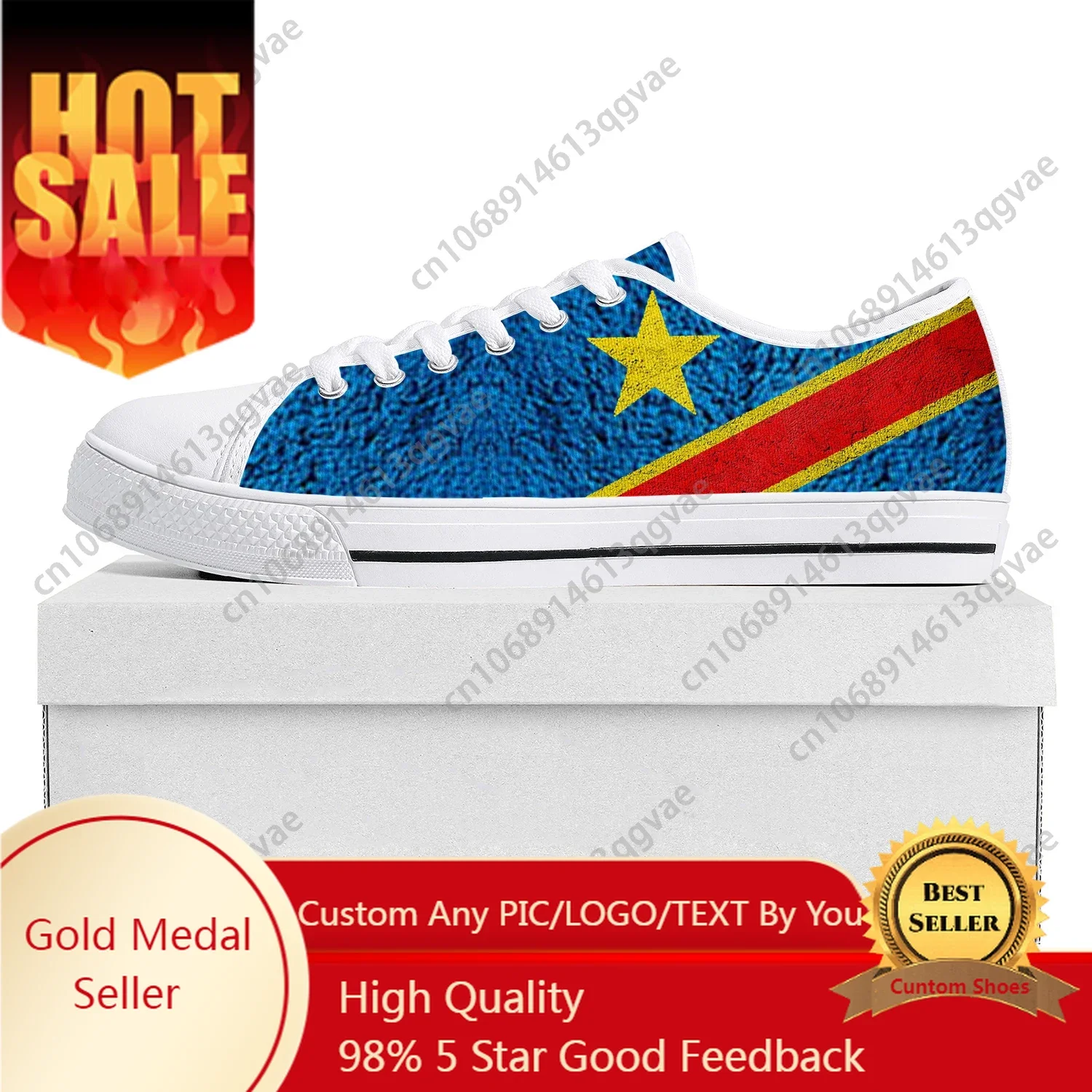 

Democratic Republic of the Congo Flag Low Top High Quality Sneakers Mens Womens Teenager Canvas Sneaker Couple Shoes Custom Shoe