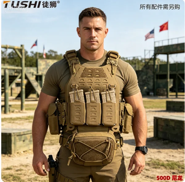500D Tactical Plate Carrier Vest, Quick Release Modular MOLLE Vest For Outdoor Airsoft Training