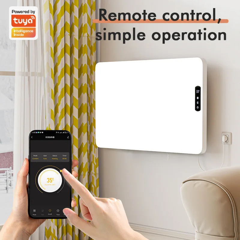 سخان مروحة جرافيتي 110 فولت - سخان كهربائي حراري مثبت على الحائط مع تحكم ذكي في درجة الحرارة