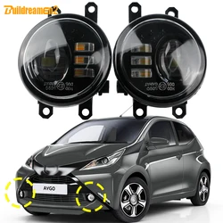 1 Pair 30W Car Left + Right LED Glass Lens Fog Light DRL 6000LM 12V For Toyota Aygo 2014 2015 2016 2017 2018 2019 2020 2021 2022