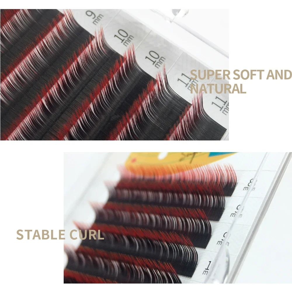 Gradient Color Eyelash Extensions GAHAMACA C/D/L Curl 8-14mm Individual False Lash 0.07mm Makeup Lifting lashes Tool Supplier