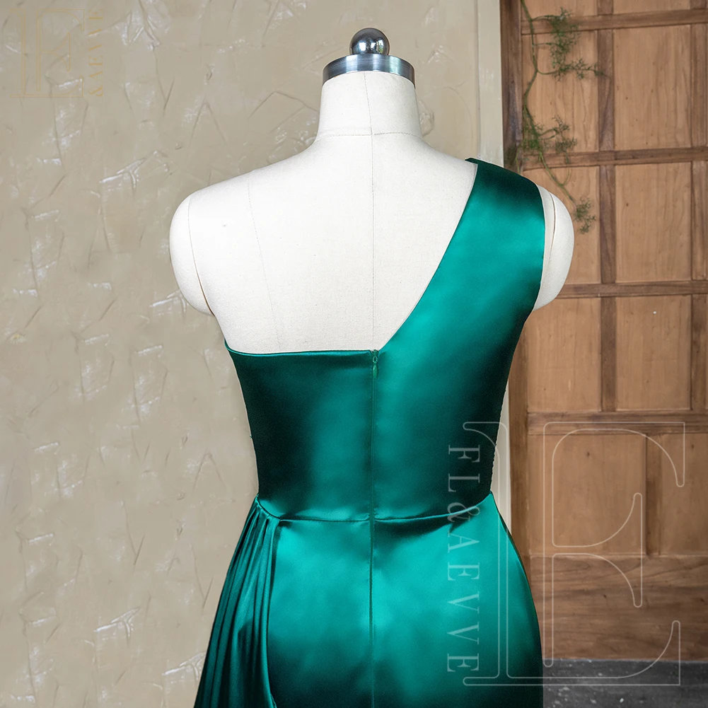 Emerald Green Satin Elegant Dress Women for Wedding Party Dresses One Shoulder Mermaid Bridesmaid Dress Woman Customized