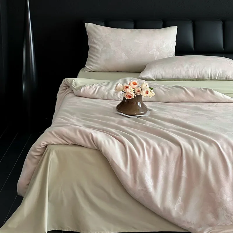 Luxury 100S Pure Cotton Jacquard Bedding Sets 100% Cotton Skin Friendly Smooth Duvet Cover Set Double King Size Bedroom Decor