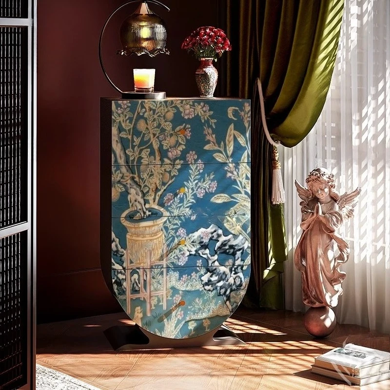 Chinese style glazed solid wood chest of drawers entrance cabinet storage cabinet