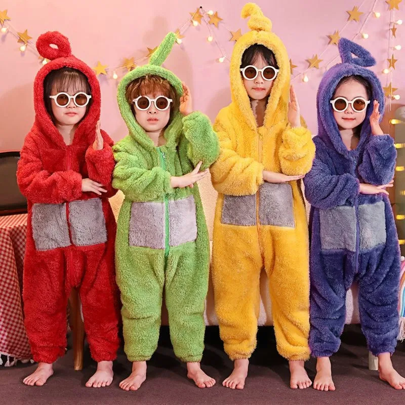 Newest Footed Pajama Costumes Soft Long Sleeves Piece Child Pajamas Costume Lala Home Clothes Cosplay Kids Unisex Party Wear